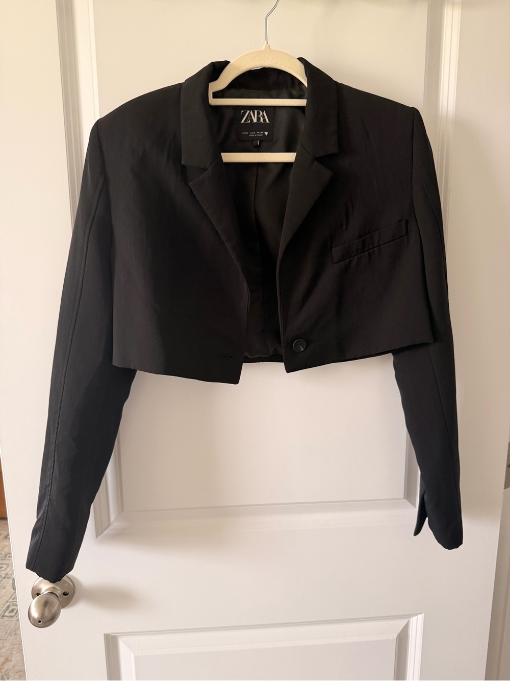 Zara Black Cropped Single-Button Blazer